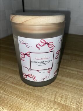 Scentsational Peppermint Vanilla Candle Glass Jar Coconut Beeswax Blend 11oz
